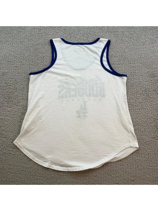 Los Angeles Dodgers MLB Carl Banks White Ringer Tank Top Womens M 2020 Baseball - Image 2
