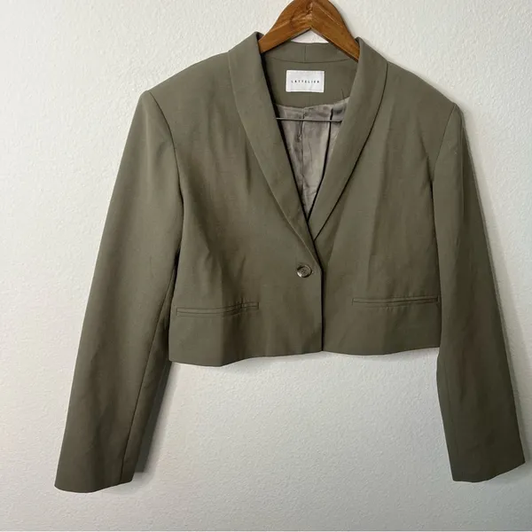 Lattelier SET Olive Green Blazer Short 2 Piece Set‎ Women’s Size S - Image 7