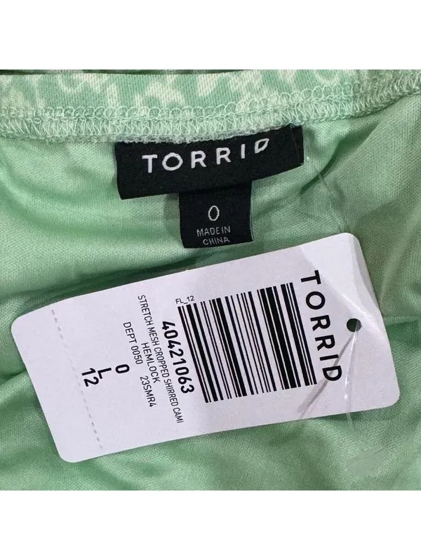 Torrid Green Hemlock Stretch Mesh Crop Shirred Ruched Cami Tank Top Size 0 (12) - Image 6