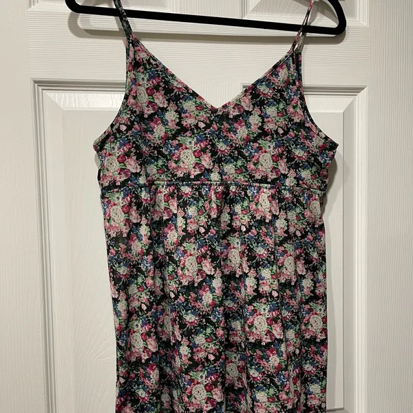 Express Black Floral Print Baby Doll Camisole Top Size Large Like New - Image 5