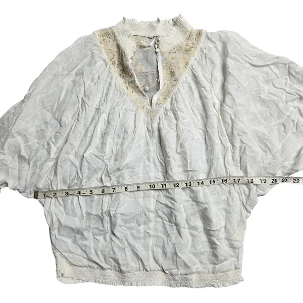 Anthropologie Feather‎ Bone Ivory Embroidered Edda Dolman Sleeve Blouse Size: XS - Image 4
