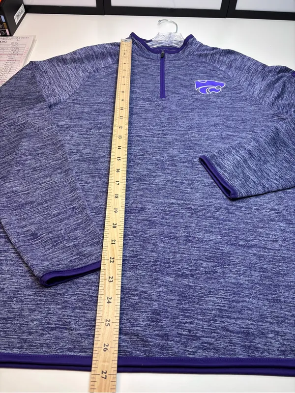 Colosseum Purple Heather 1/4Zip Long Sleeve Pullover Kansas State Wildcats Sz S - Image 11
