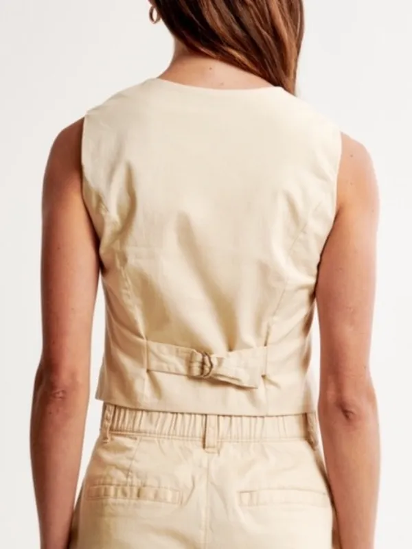 Abercrombie & Fitch Tailored Vest Set Top Cream Size Large - Image 2