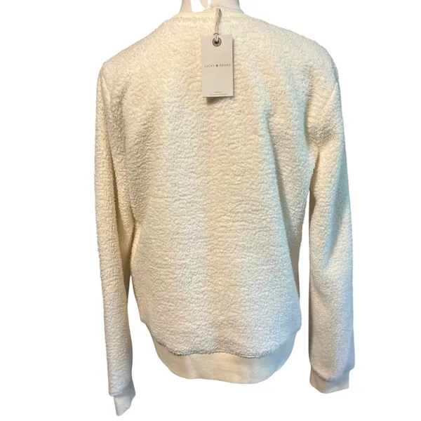 Lucky Brand Cream Fleece Sherpa Top NWT SZ Med Long Sleeves Minimalist Lagenlook - Image 6