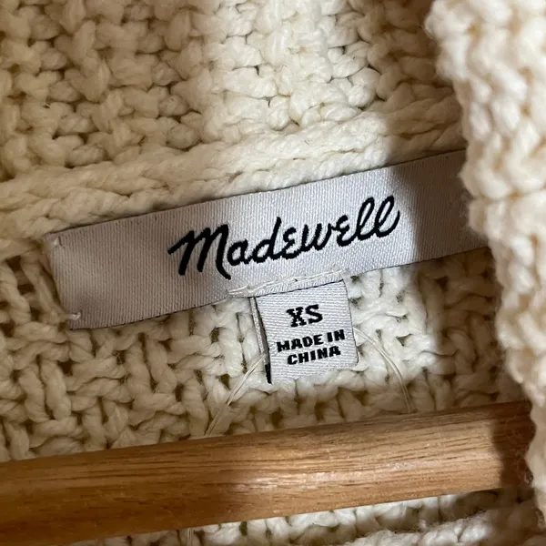 Madewell Women's Cable‎ Knit Turtleneck Sweater Antique Cream Size XS - Image 4