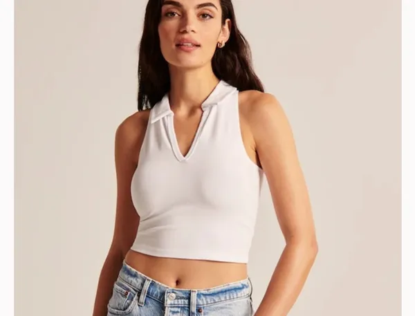 Abercrombie And Fitch Collared Blue Tank Top Size Medium - Image 3