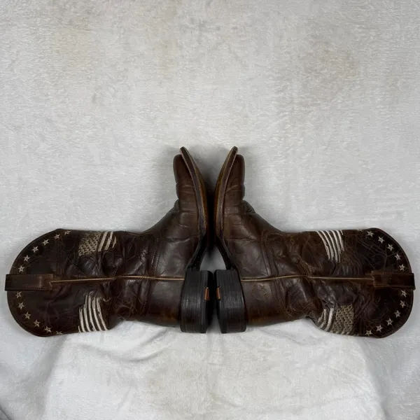 Ariat Circuit Patriot Weathered Tan Leather Square Toe‎ Boots 7B Heritage - Image 13