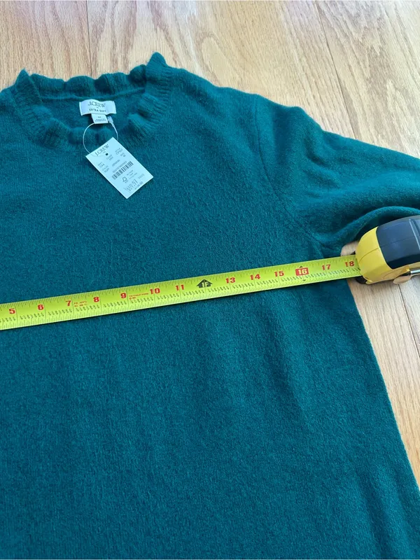 NWT J. Crew Factory Extra Soft Yarn Ruffleneck Sweater Dress Emerald Green M - Image 6
