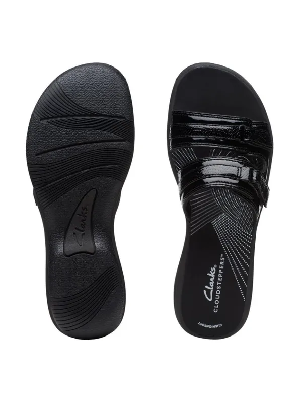 NWT Clarks Patent Breeze Piper Slide Sandal 26171970 Black 9M - Image 4