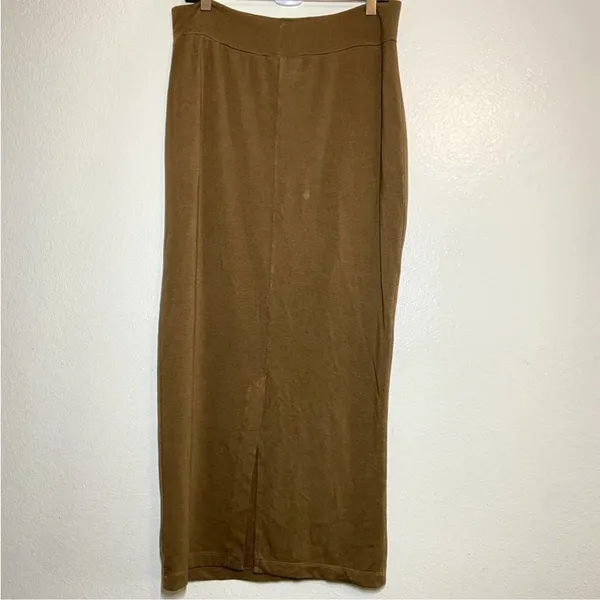 Bryn Walker Tan Long Pencil Skirt French Terry M Nickolas Brown - Image 3