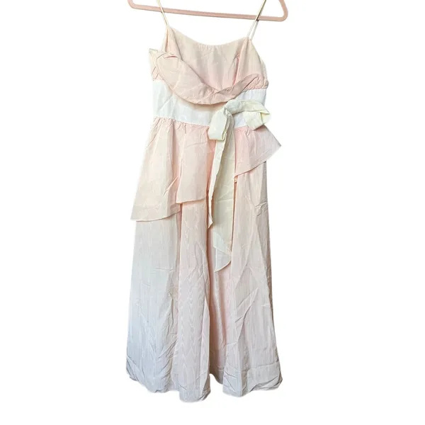 GUNNE‎ SAX By Jessica Mcclintock Pink Long Dress Size 6 Bow Asymmetrical Ruffle - Image 13