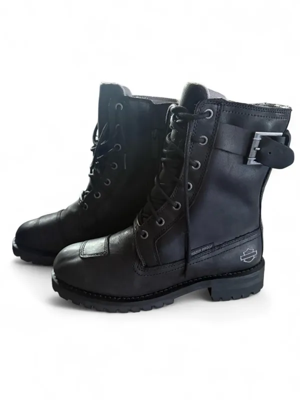 Harley-Davidson Black Lace-Up Buckle Combat Boots - Image 2
