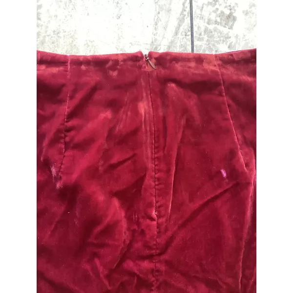 Anthropologie Connie Ruched Velvet Mini Skirt Jewel Tone Deep Red 10 - Image 6