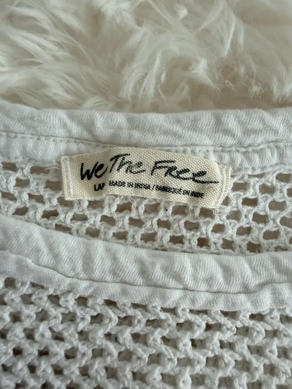 We The Free Crochet Yoke Long Sleeve Top White Size Large - Image 2