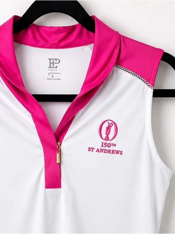 EP Pro Golf Polo Women’s S White Pink Sleeveless St Andrews 150th Anniversary - Image 3