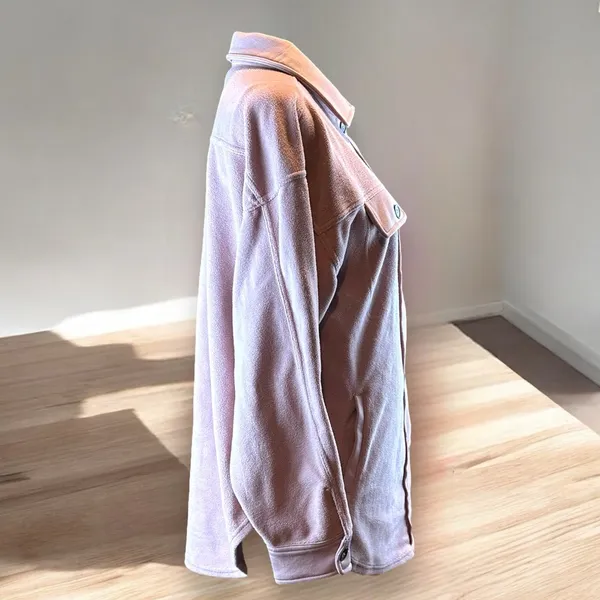 Bibi Women's Fleece Jacket Light Pink Mauve Oversized‎ Relaxed Fit SM Pockets - Image 6