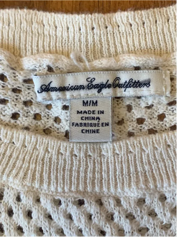 American Eagle Outfitters Top Medium Cream Open Knit - Image 2