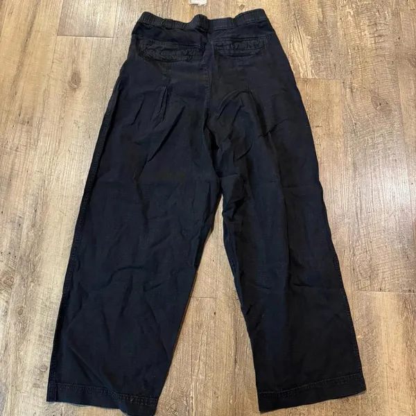NWT Free People Lotta Love Linen Trouser Wide Leg Black Pants SIZE 2 - Image 9