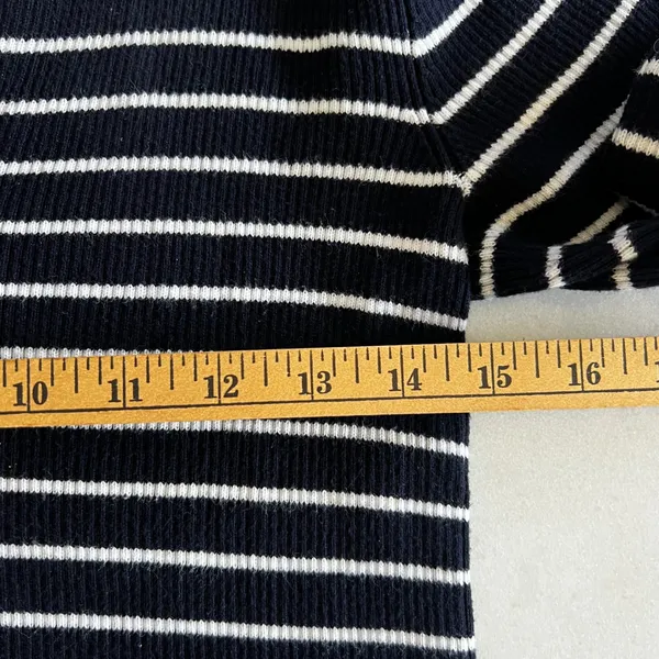 Lauren Ralph Lauren Petite Striped‎ Knit Top 3/4 Sleeve Button Accent - Image 4