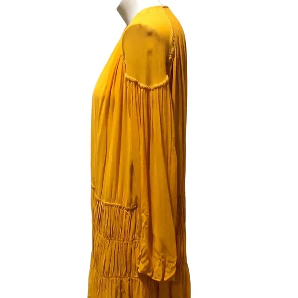 Zara Trafaluc Collection Mustard Yellow Long Sleeve Knee Length Dress XS - Image 4