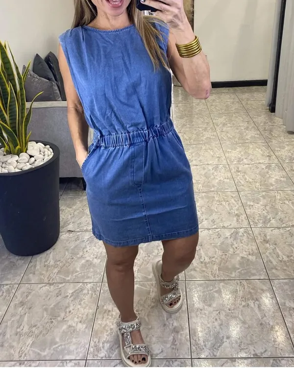 Naked Zebra Shoulder pads denim mini Dress size M - Image 7