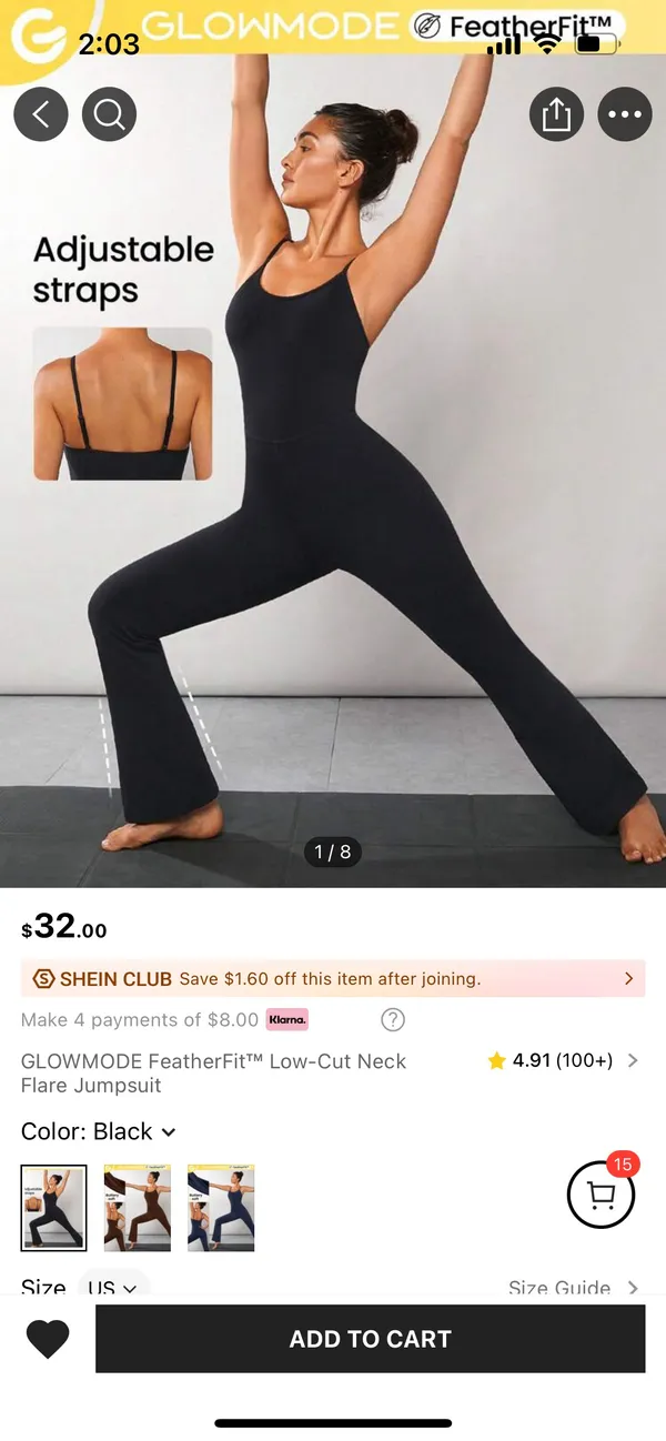 Black Athletic Jumpsuit Size XS - Image 4