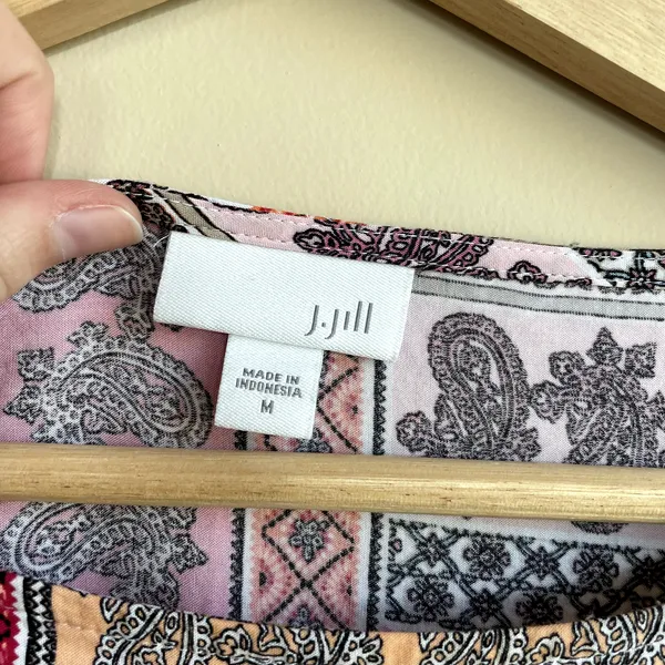 J.Jill pink patterned‎ sleeveless tank top women's size medium 100% rayon summer - Image 3