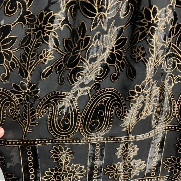 Sadie X Sage Black Gold Velvet Floral Halter Neck Dress‎ Small NWT - Image 5