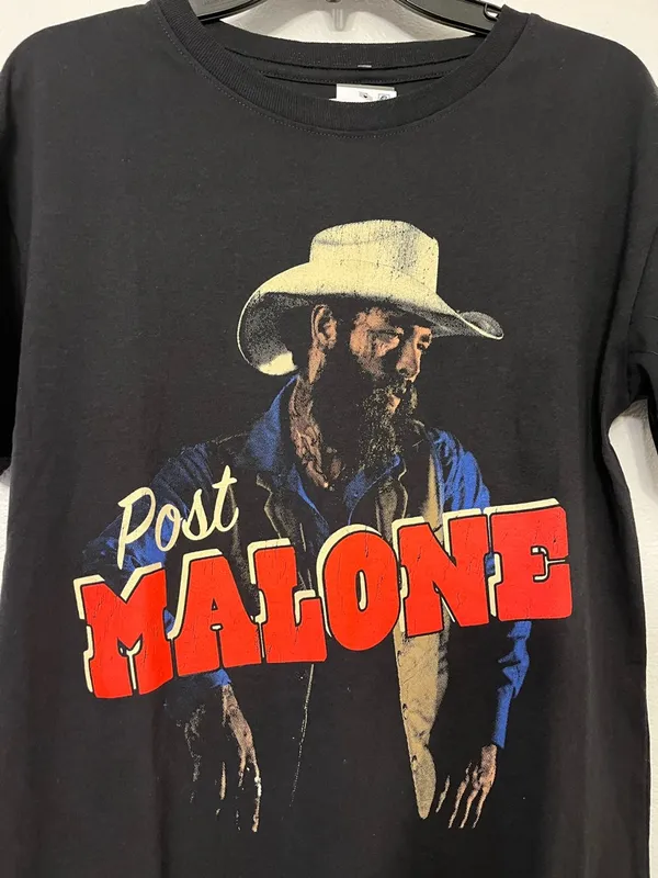NWT Post Malone Shirt Medium Black Graphic Tee Country Rap Tour Style T Shirt - Image 2