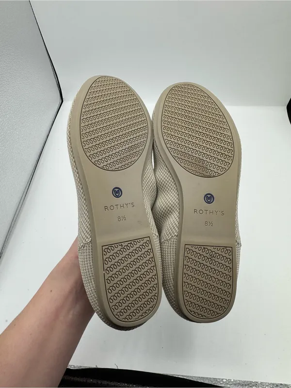 Rothy’s The Loafer Linen Double Stitch Womens Size 8.5 Beige Slip On Flats work - Image 2