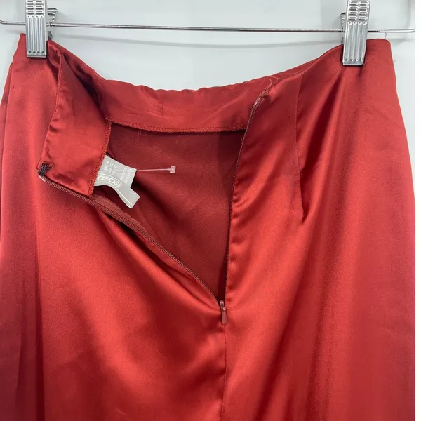 Asos Maxi Wrap Satin Skirt Sz 0 Rust Y2K Minimalist Formal Bias Sleek Modern - Image 6