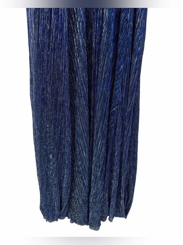 Luxxel Lulus Magical Looks Sparkly Maxi Dress Navy Blue Deep V-Neck Metallic Gown NWT S - Image 9