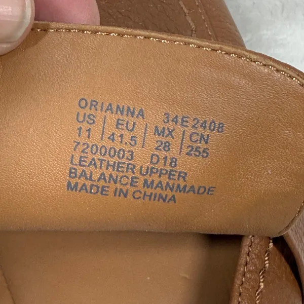 Calvin Klein Orianna Brown Leather Loafers Gold Logo Bar Flats Womens 11 34E2408 - Image 5