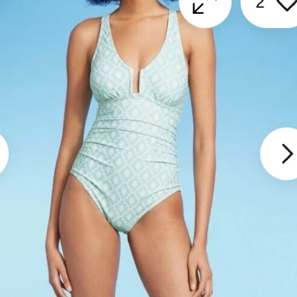 Shade & Shore Blue and White One Piece Swim - Image 4