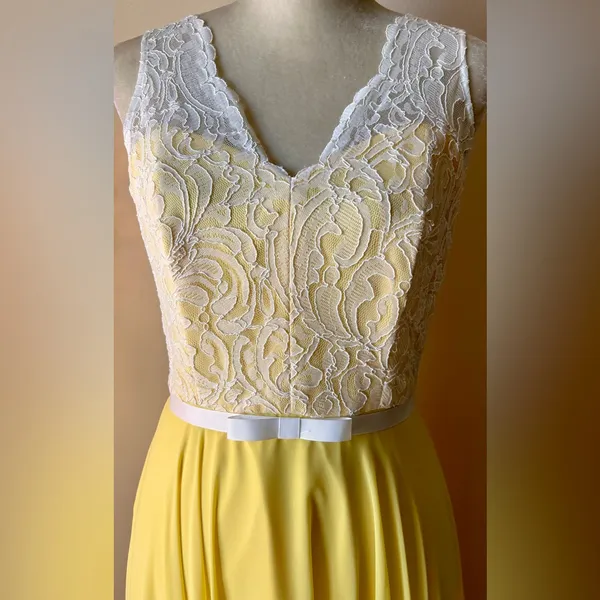 After Six Whimsical Lace Bodice V-Neck Romantic Dress‎ Sz 4 Fairycore Cottage - Image 3