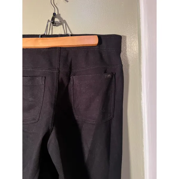 HUE Women's Size Medium Pontease Cropped Flare Pant Black Pull On Stretch U23544 - Image 10