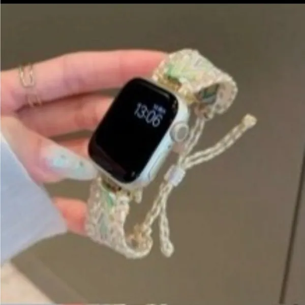 Handmade Boho Style Braided Light Pink Apple Watch Band 38 - Image 2