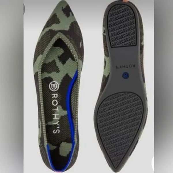 Rothy's The Point Olive Limited Edition Camo Flats Loafers - Image 2