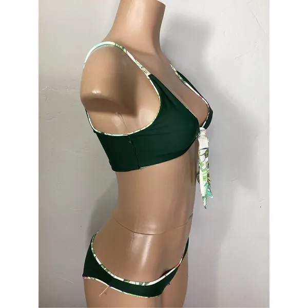 New. Pilyq PQ tropical reversible bandeau bikini set. M-top/S-bottom. Retails $1 - Image 9