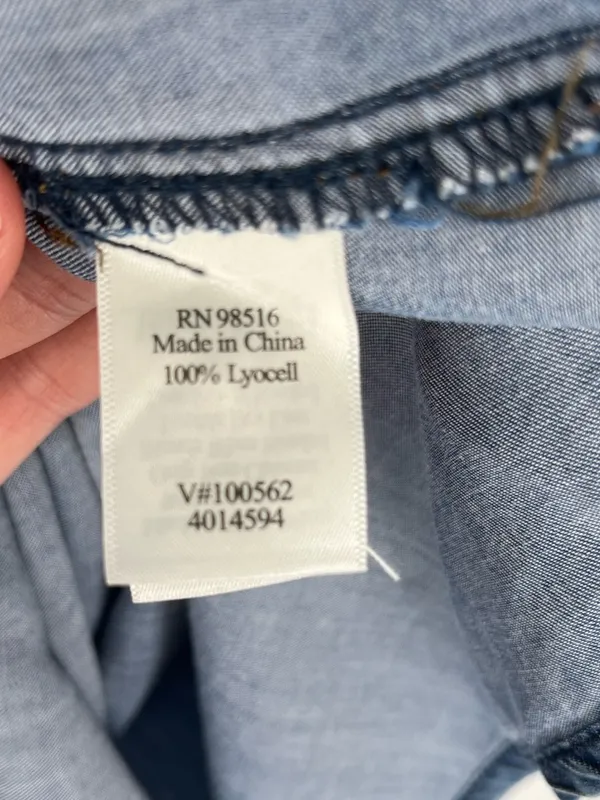 Coldwater Creek Lyocell Chambray Long Sleeve Roll Tab Shirt Women’s Size Small - Image 6