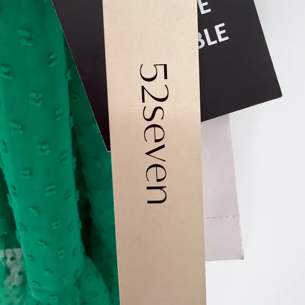 52Seven Babydoll Dress Women 1X Green Swiss Dot Tiered Boho Feminine Romantic - Image 8