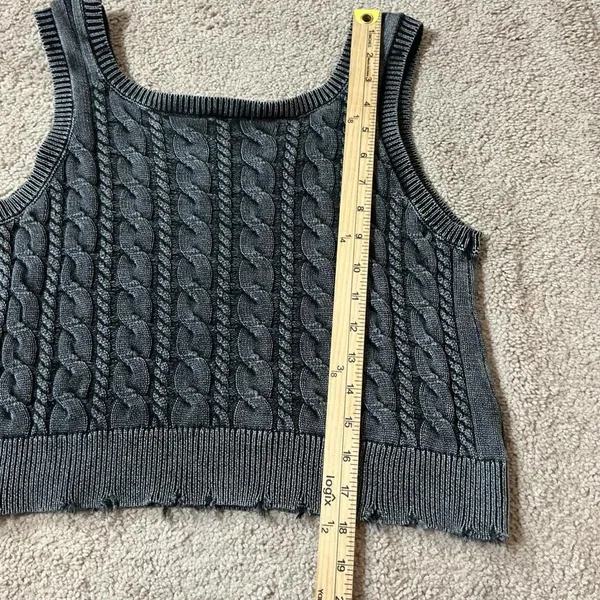 Böhme Gray Cable Knit Sweater Vest Sleeveless‎ Cotton Distressed MWT4099 S - Image 6