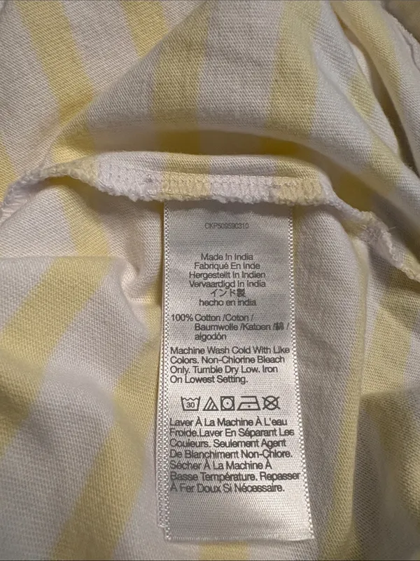 Madewell women’s The Perfect Tie-Waist Tee Jersey yellow white stripe Size L NWT - Image 9