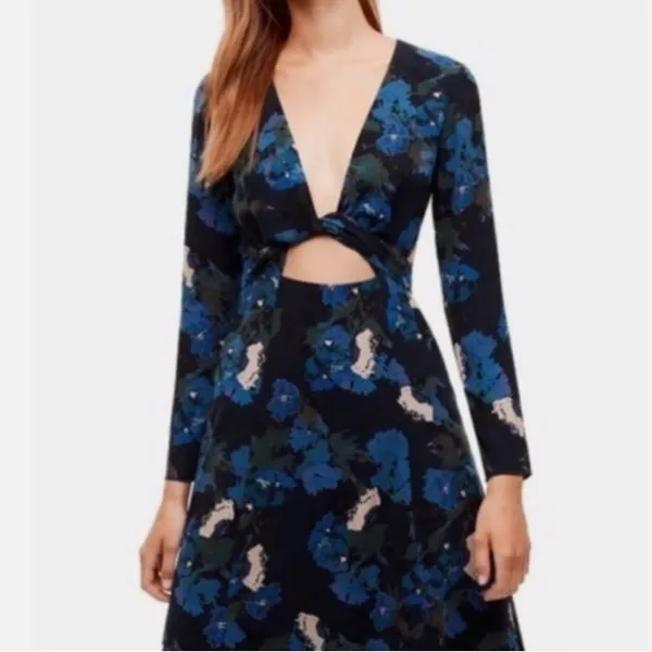 Aritzia Wilfred Aubagne Black Blue Cutout Long Sleeve Midi Dress size 4 $175 - Image 4