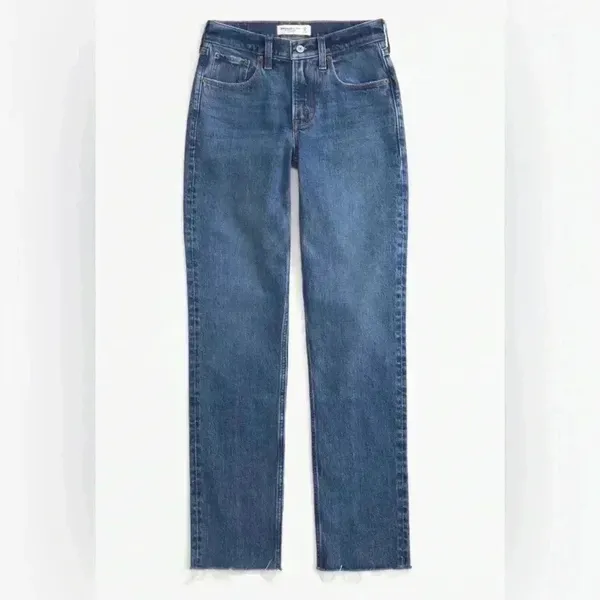 Abercrombie & Fitch Curve Love Mid Rise 90s Straight Jeans Jean size 28/6R - Image 6