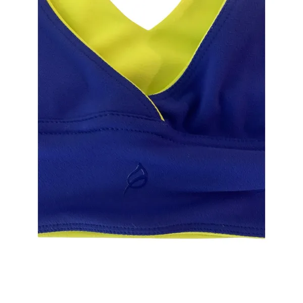 Blue Lime Reversible V‎ Neck Sports Bra Athletic Yoga Top Small - Image 3