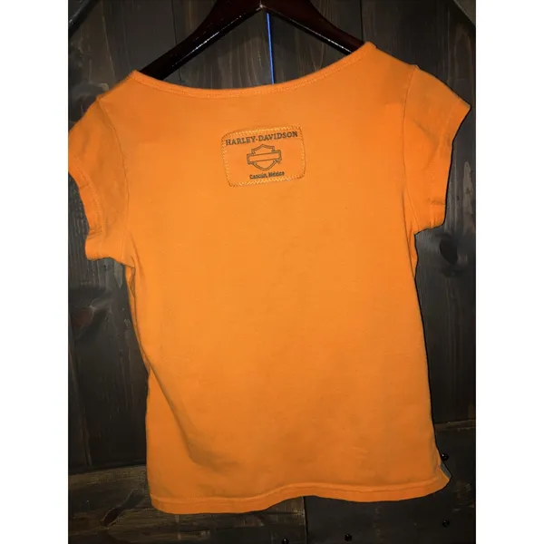 Harley Davidson Women's Large,‎ T-Shirt Top Orange Short Sleeve Cancun Mexico - Image 4