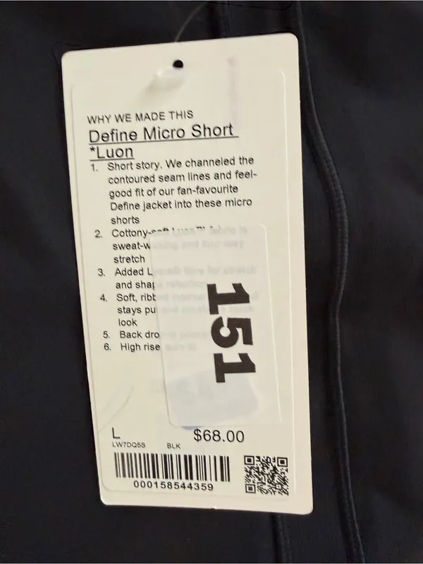 Lululemon Define Luon Micro Shorts size Large black NWT - Image 6