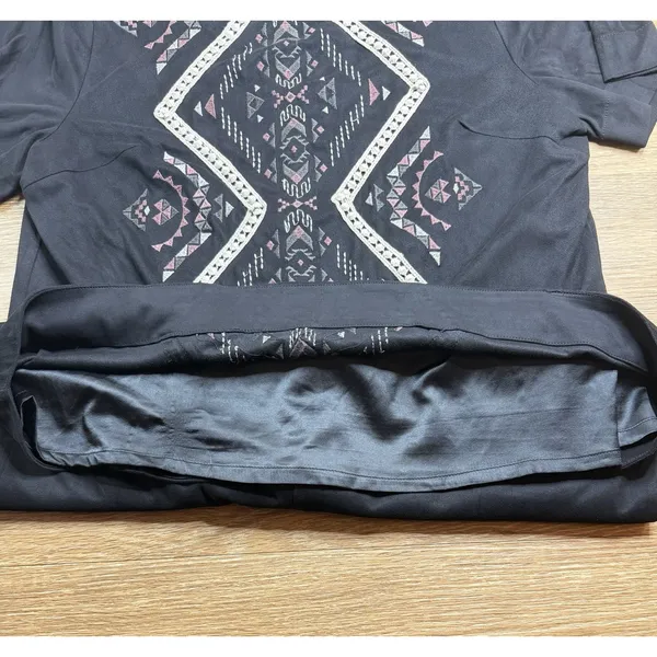 Miss Me Dress Women's Size L Black Microsuede Embroidered Boho Western Shift - Image 5