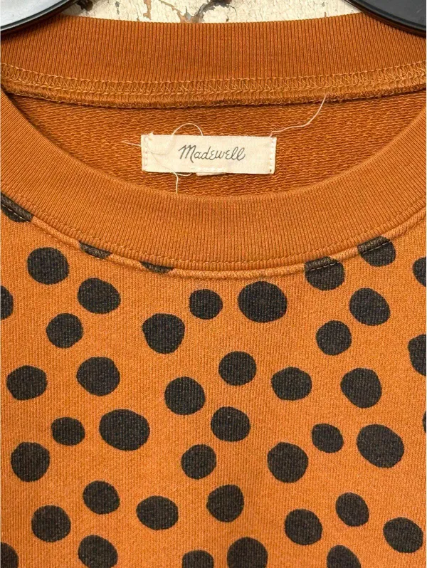 Madewell Pleated-Sleeve Leopard Dot Cropped sweatshirt, size XS - Image 4